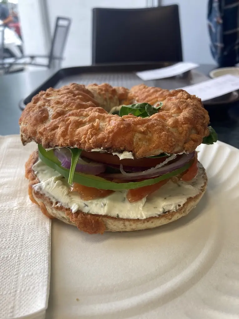 Sandwich on a cheese bagel