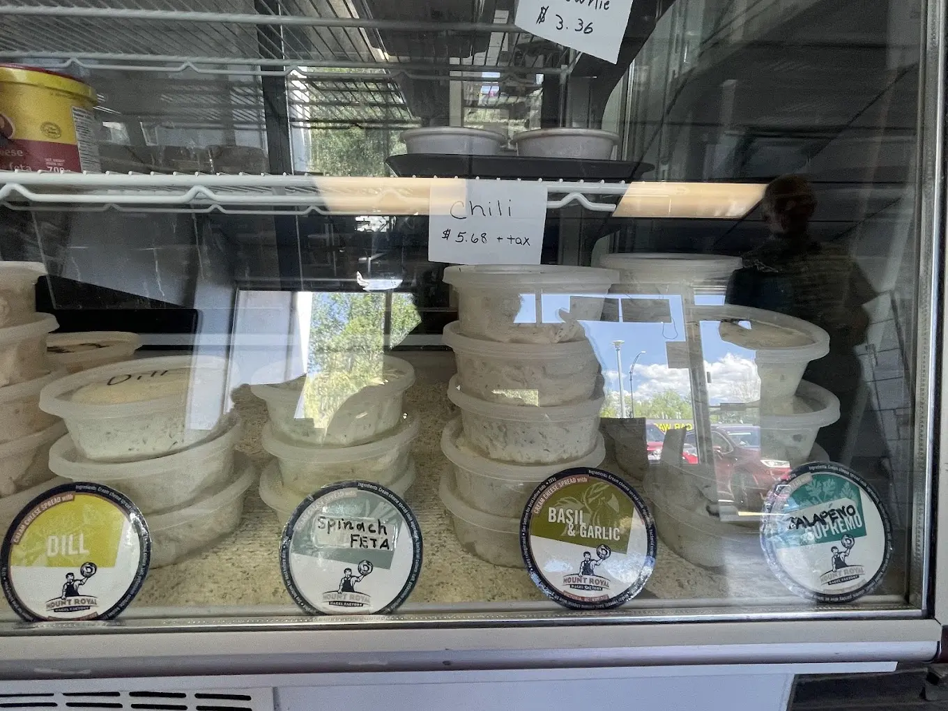 Tubs of house-made cream cheese